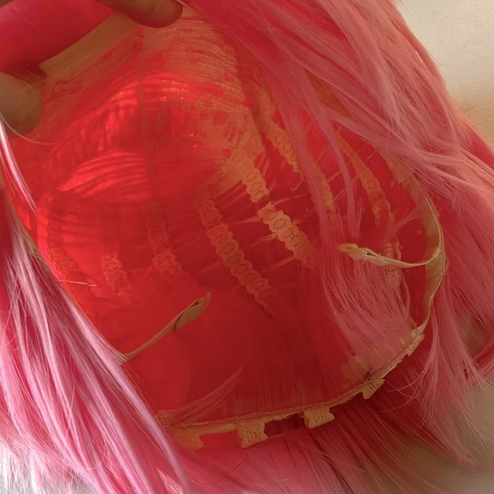 NWT cosplay pink wig short spiky ONE PIECE anime character FIRM Sakura Naruto OS